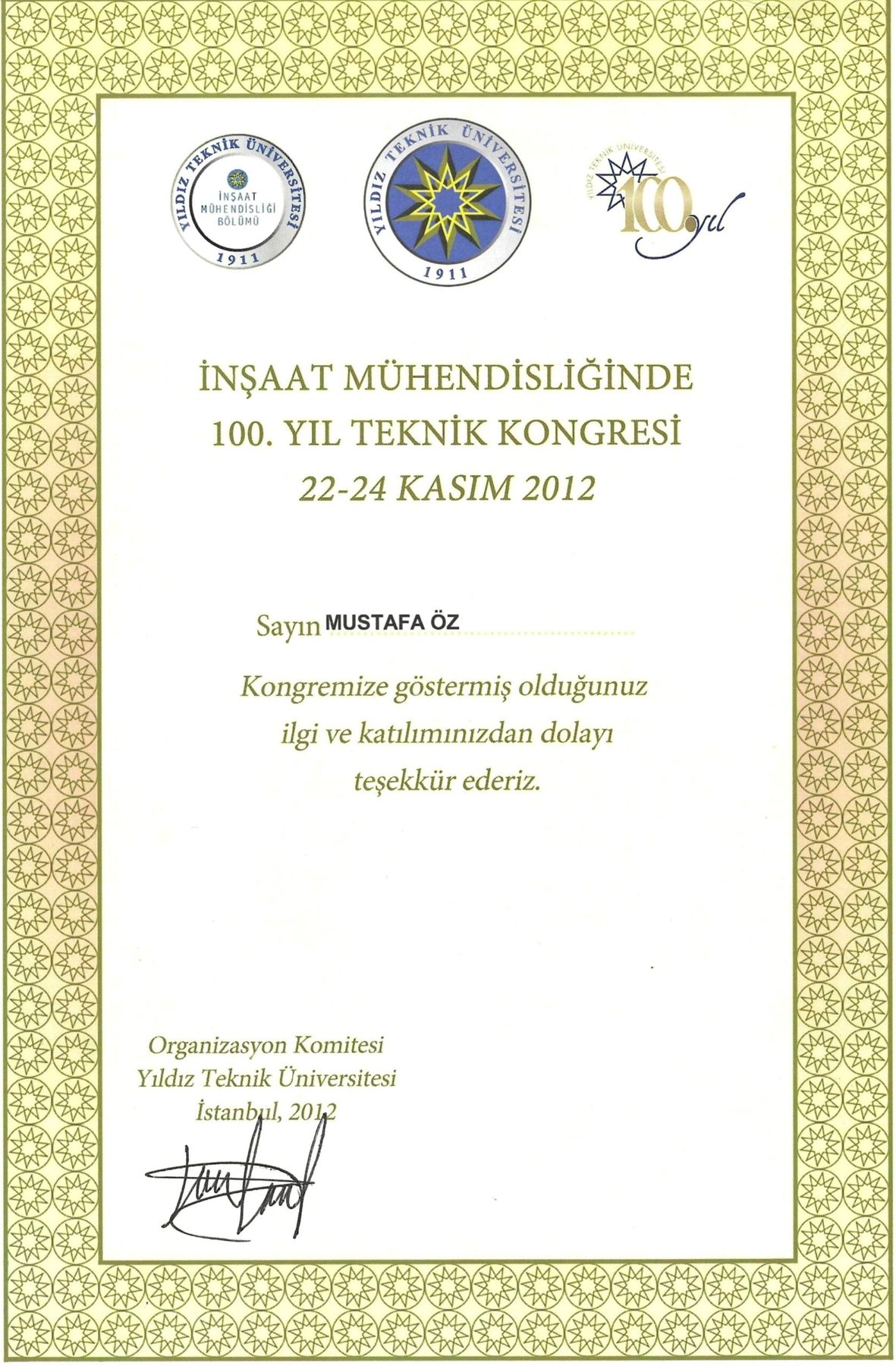 100. Yıl Katılım Belgesi — Cumhuriyetin 100. Yılı etkinliği