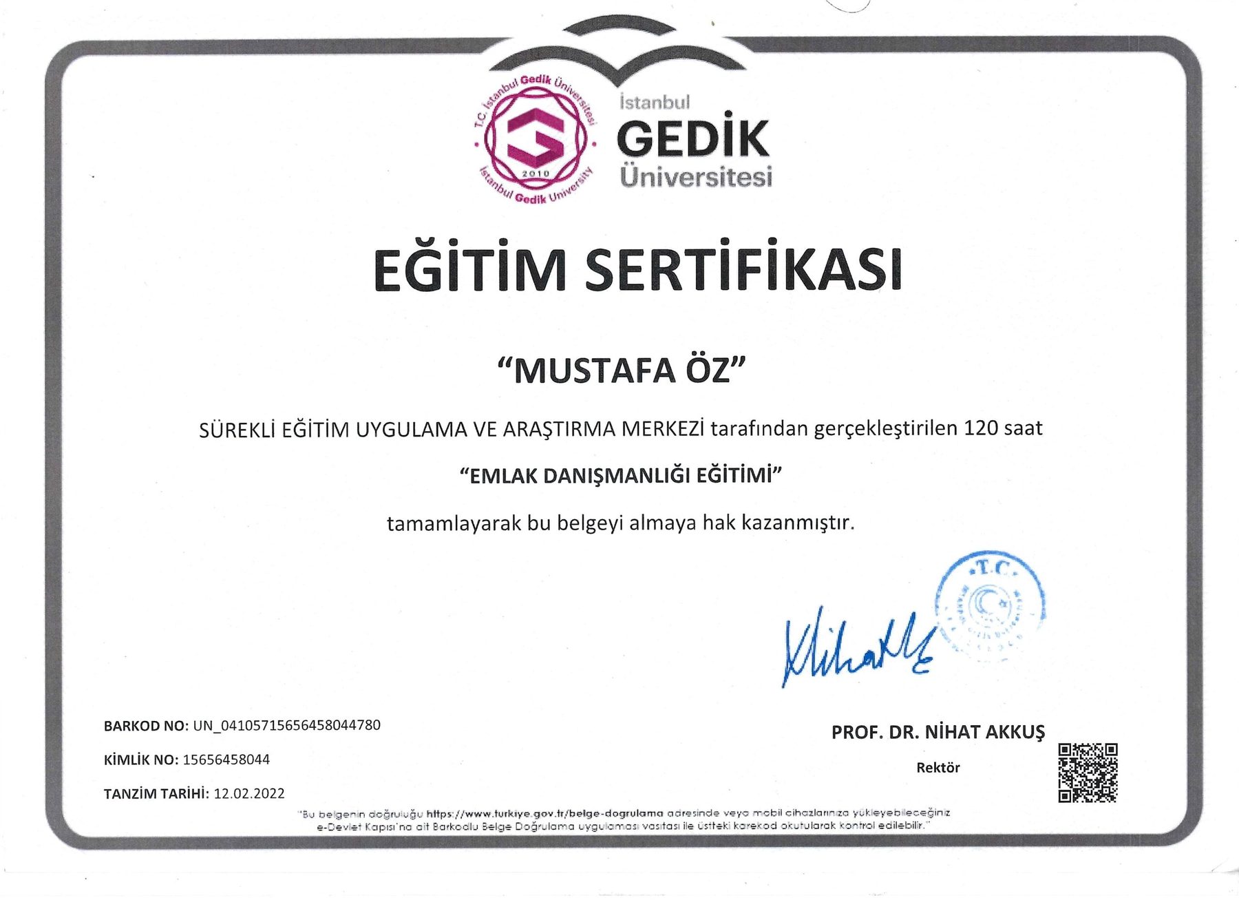 Mesleki Eğitim Sertifikası — Mesleki eğitim programı