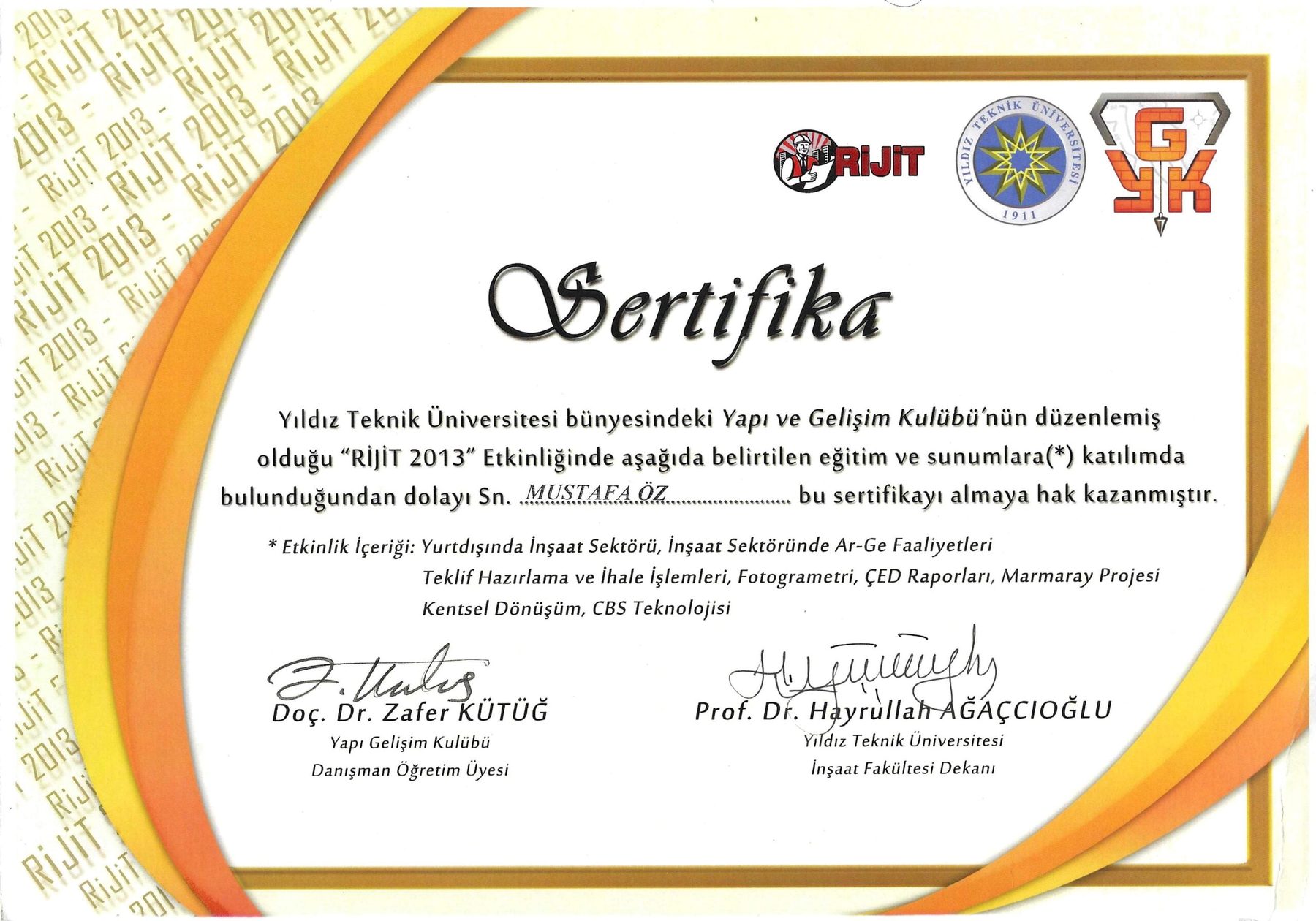 Rijit Eğitim Belgesi (2013) — Rijit Mühendislik Eğitimleri